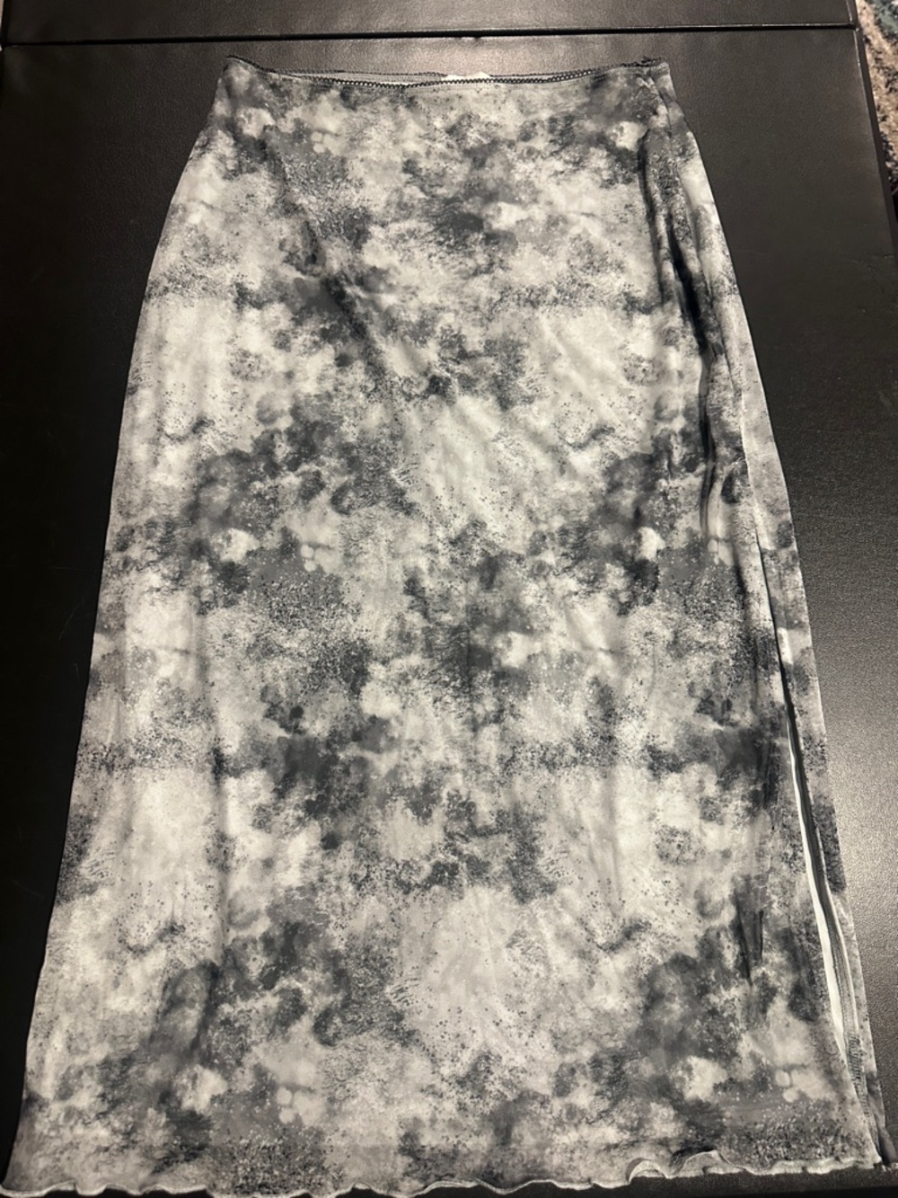 Abstract Black & White Midi Skirt